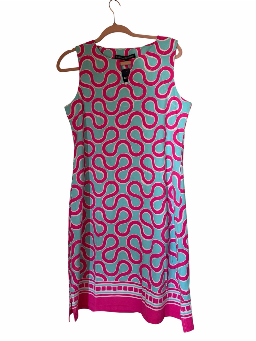 Sleeveless Turquoise & Pink Geo-Print Shift Dress by Lilly Pulitzer NWT